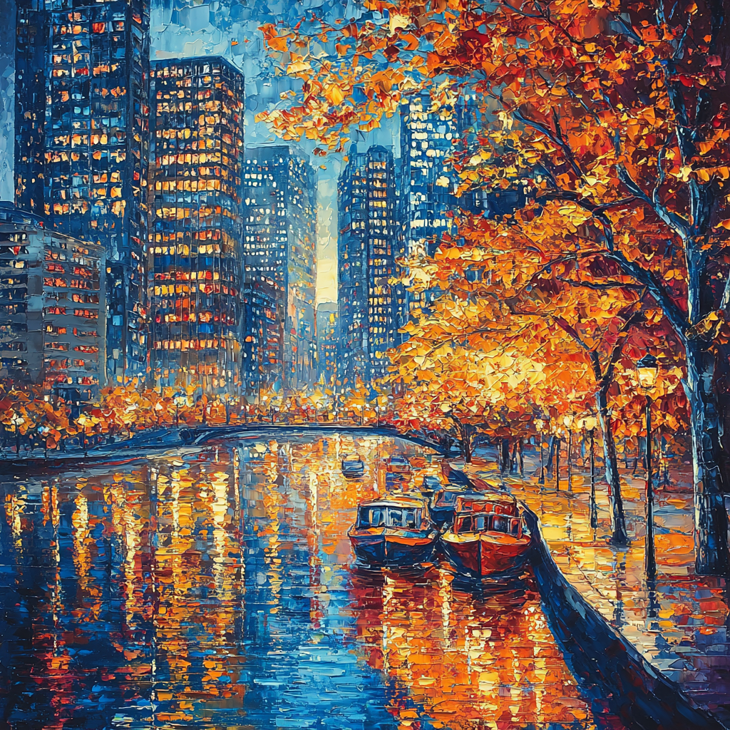 Leonid Afremov Inspired Glimmering Cityscapes DIY Paint By Numbers