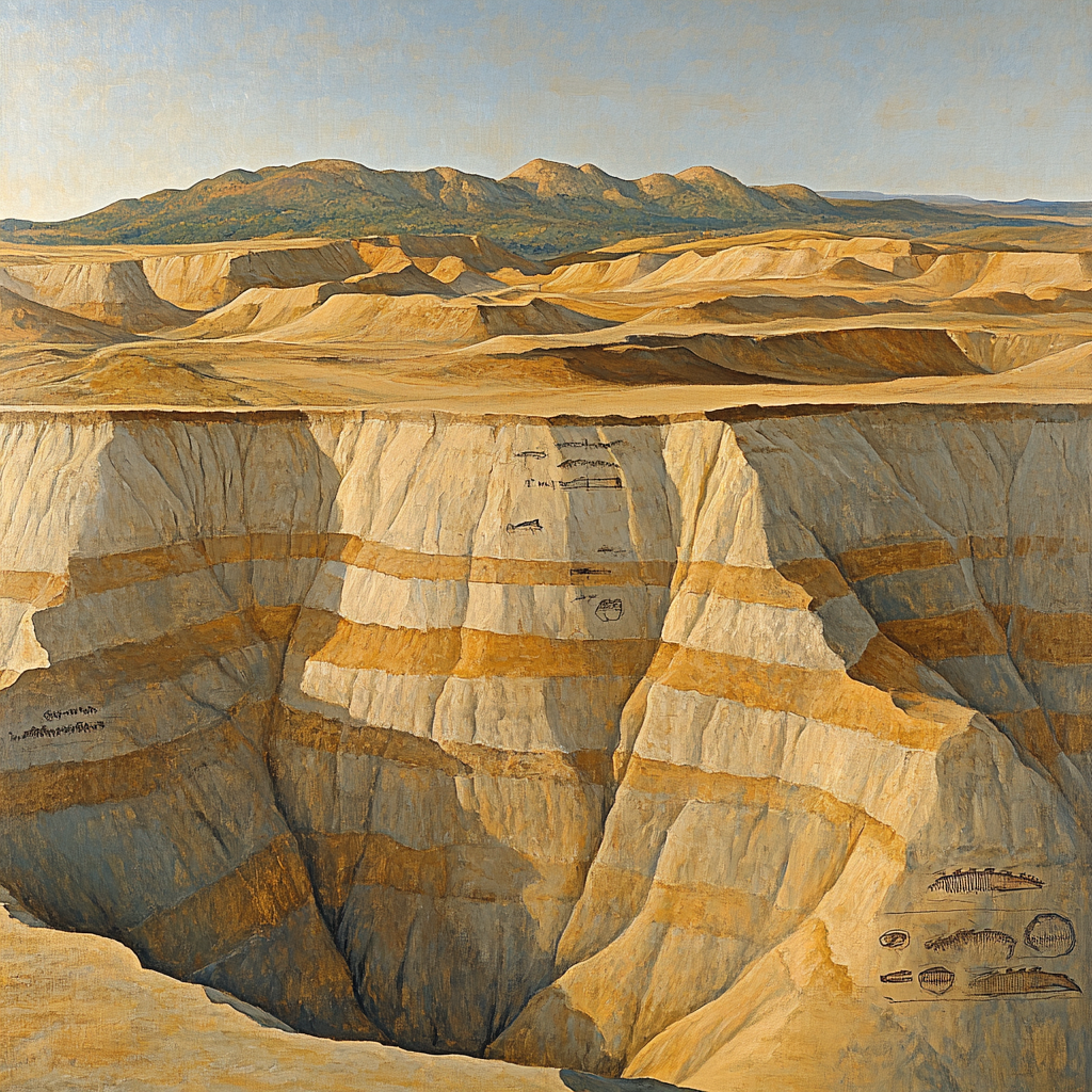 Leonardo Da Vinci Inspired Fossilized Desert Landscape Number painting