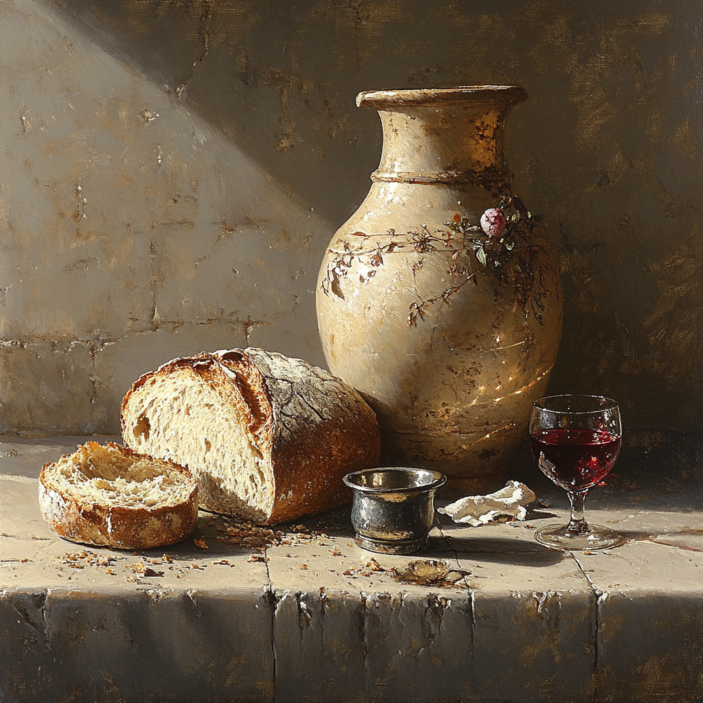 Diego Velázquez Inspired Bread And Wine Vessels painting number kit