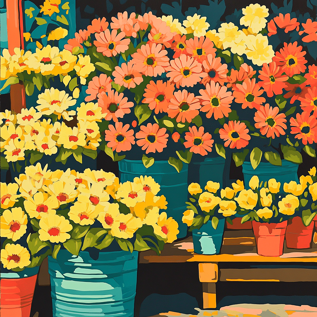 Henri Matisse Inspired Flower Stall paint by color