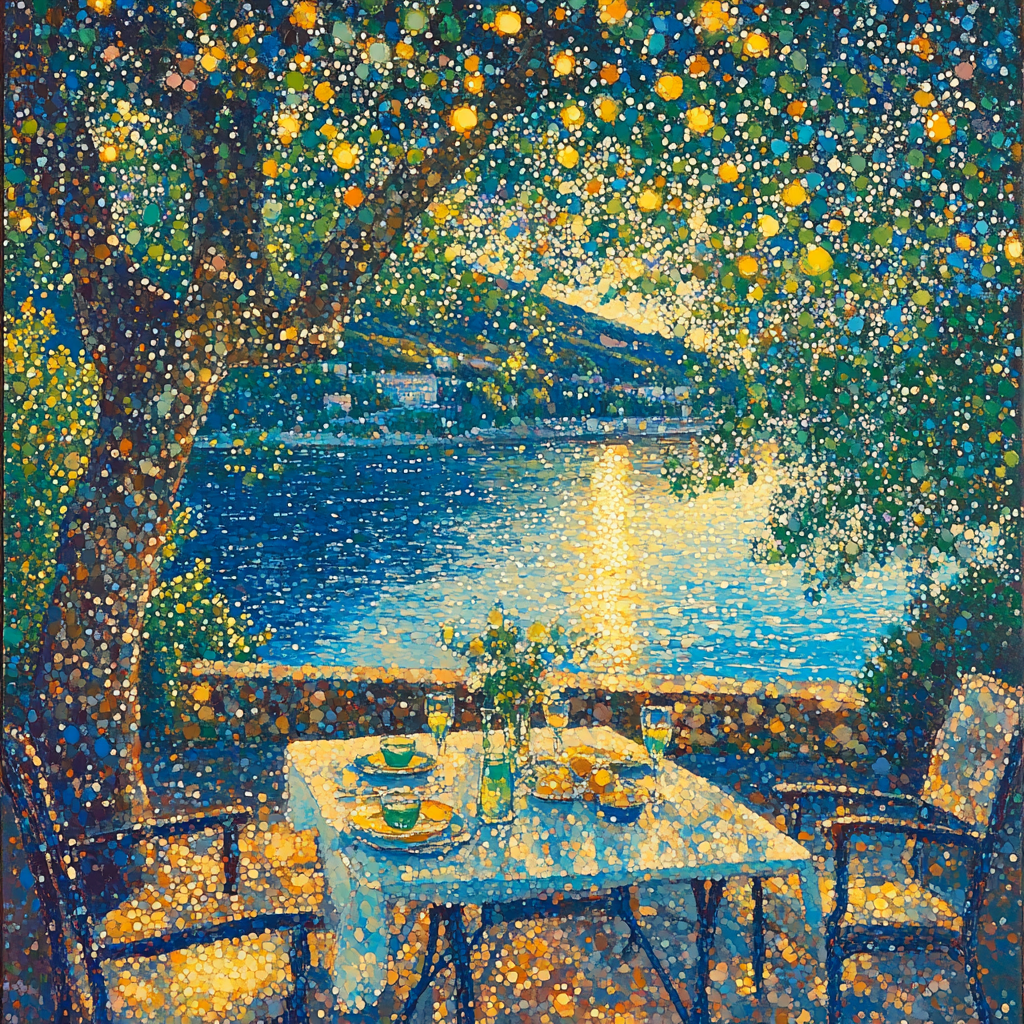 Seurat Inspired Riverside Picnic paint by numbers