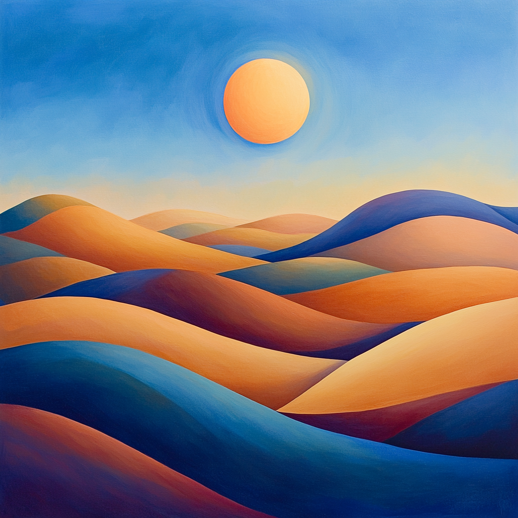 Georgia O’Keeffe Inspired Rolling Hills Under Cerulean Sun paint by numbers