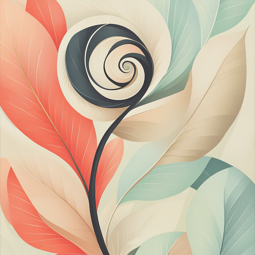 Georgia OKeeffe Inspired Abstraction Of Shell And Leaf Forms Number painting