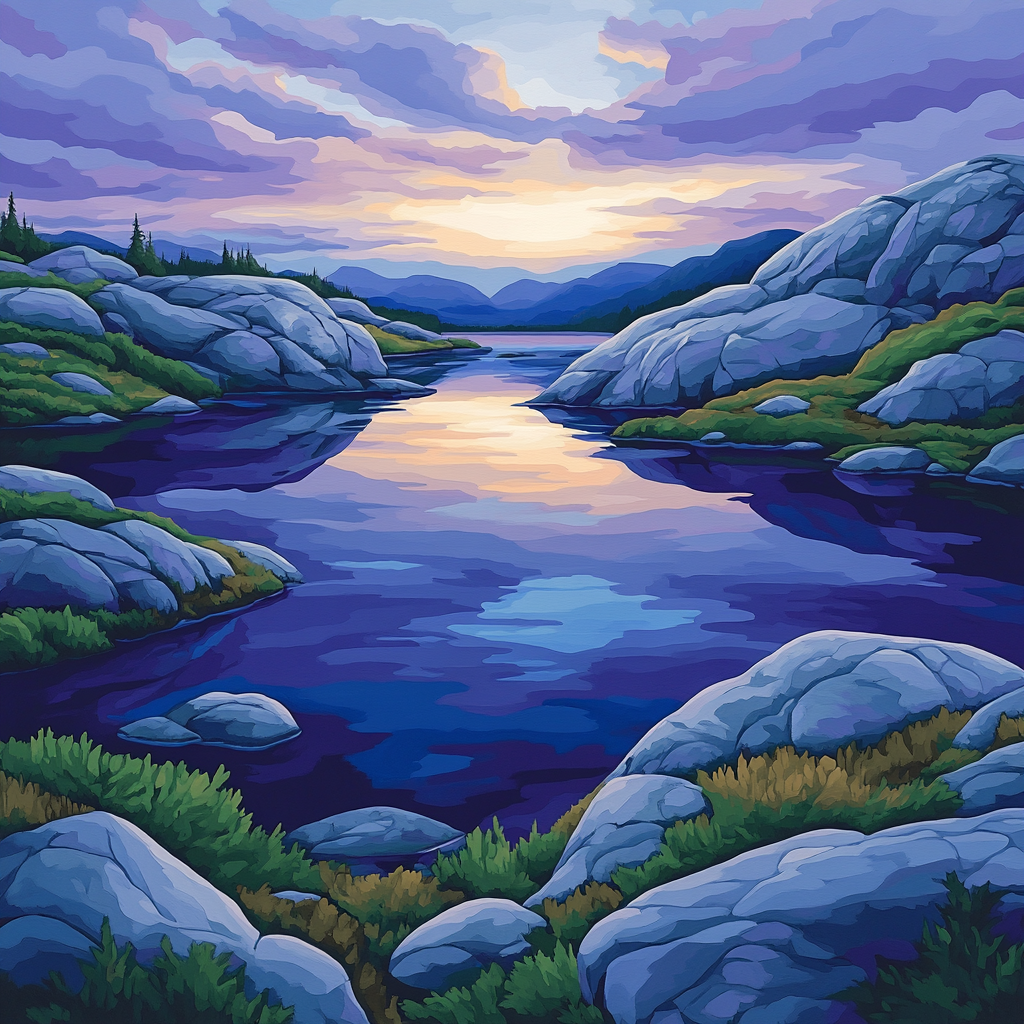 Franklin Carmichael Inspired Twilight Over Glacial Lakes Paint by numbers art