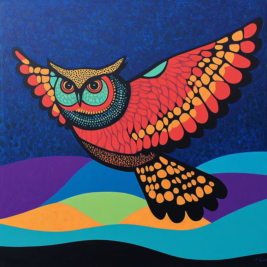 Norval Morrisseau Inspired Owl Of The Night Spirits Numbered painting kits