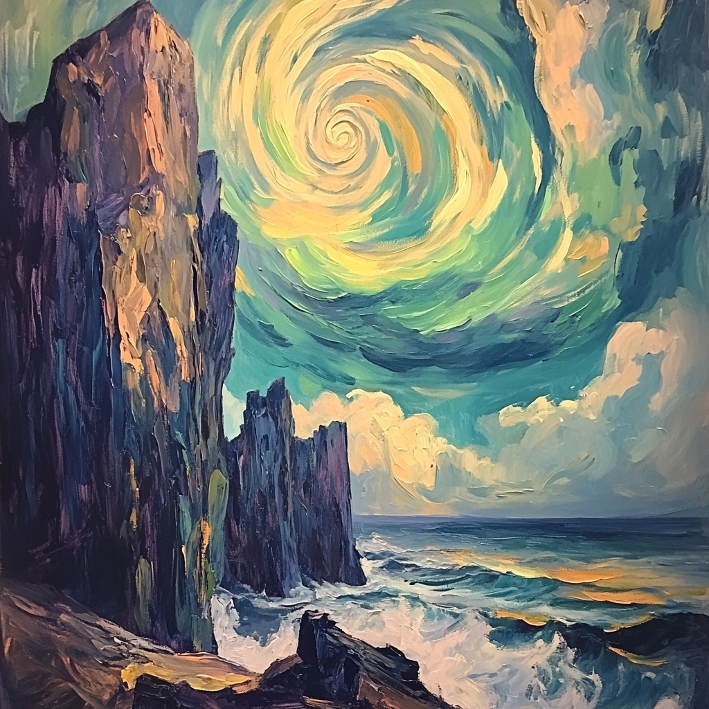 Edvard Munch Inspired Cosmic Storm Over Cliffs Numbered painting kits