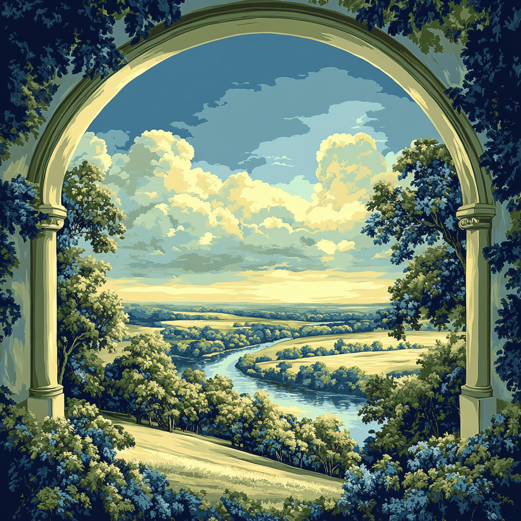 Raphael Inspired Celestial Arch And Meadow Paint by numbers art