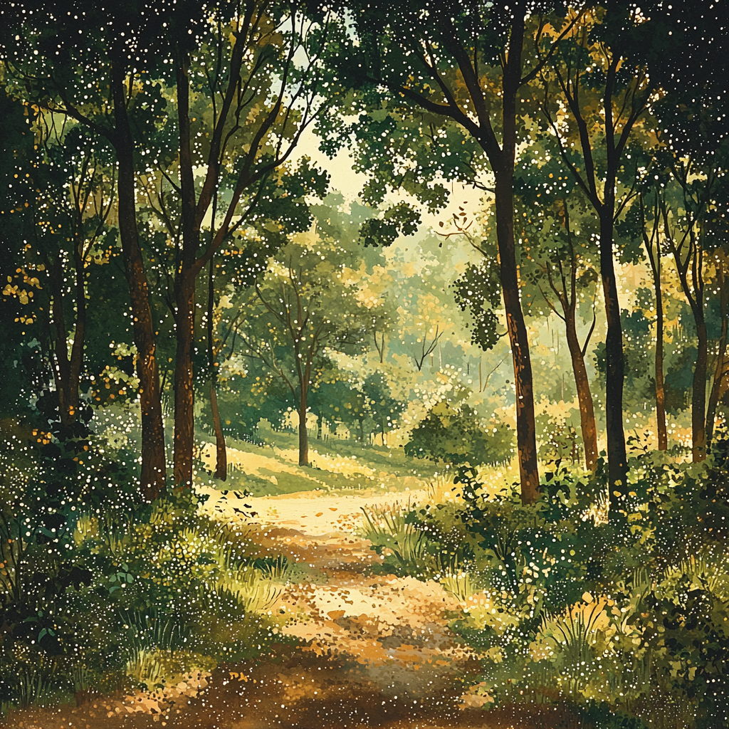 Georges Seurat Inspired Transcendent Forest Paint By Number