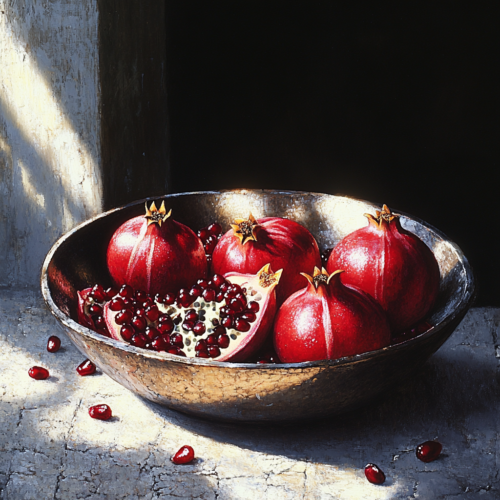 Caravaggio Inspired Tarnished Vessel Of Pomegranates Numbered painting kits