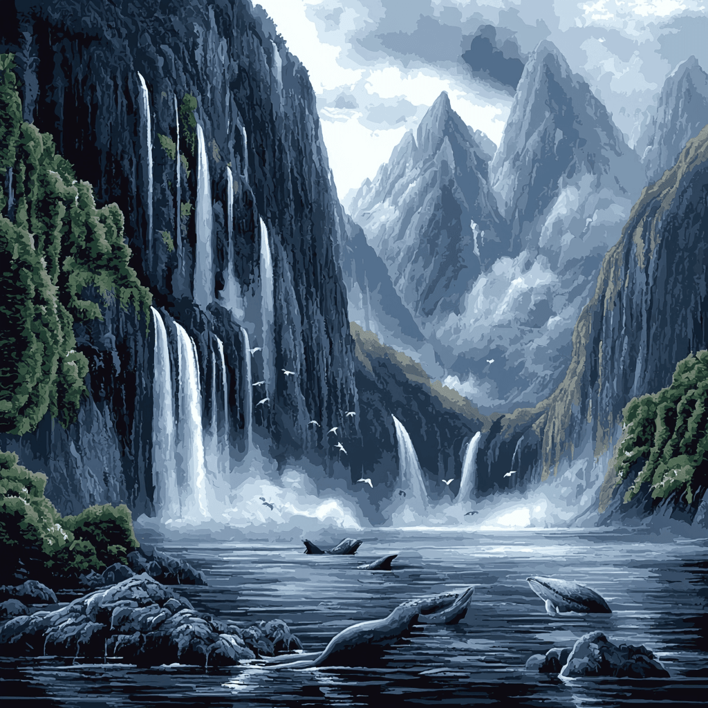 Milford Sound - New Zealand Number Painting