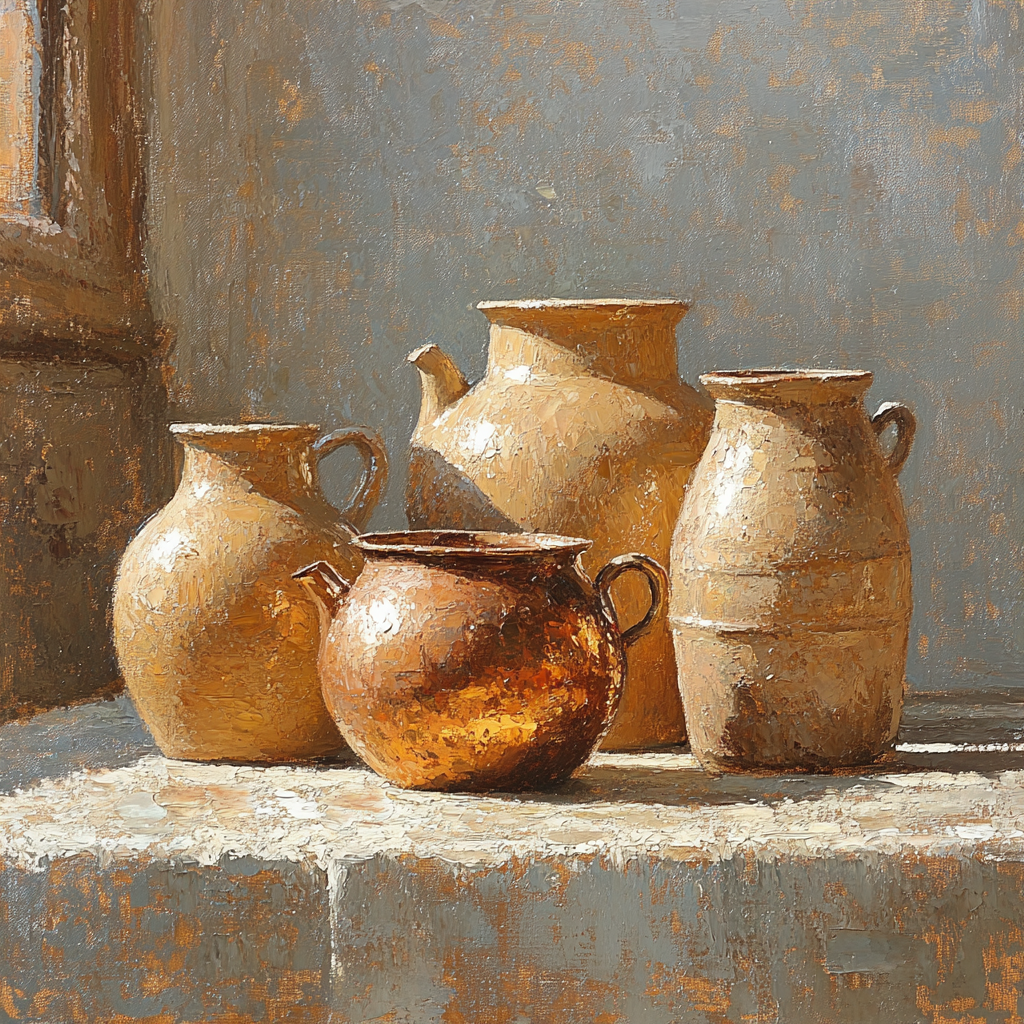 Diego Velázquez Inspired Earthenware And Copper Ensemble paint by number