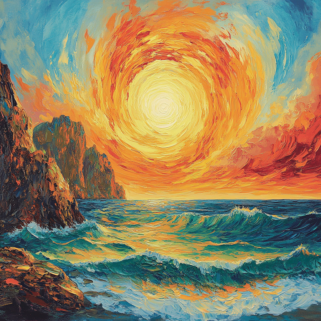 Edvard Munch Inspired Cosmic Tide Sunrise painting number kit