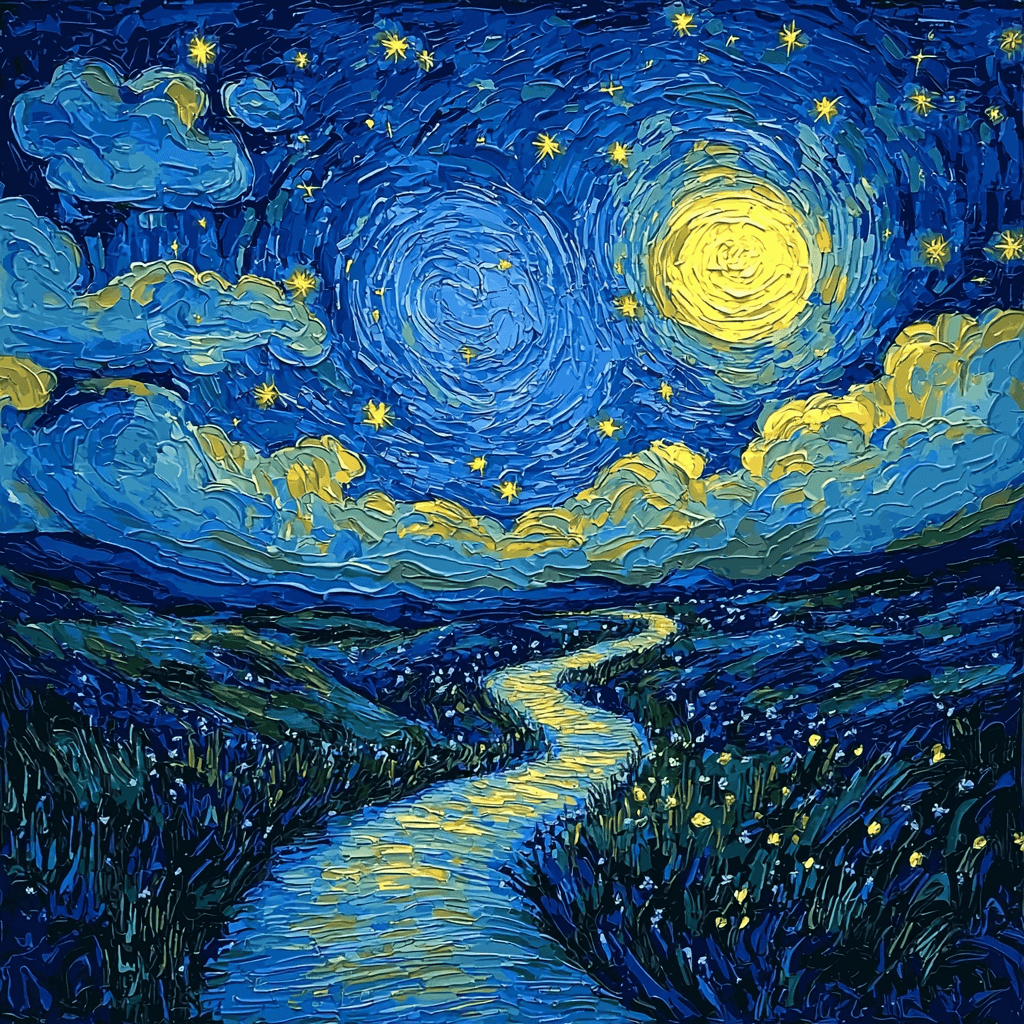 Vincent Van Gogh Inspired Starlit Pathways Painting By Numbers Kit