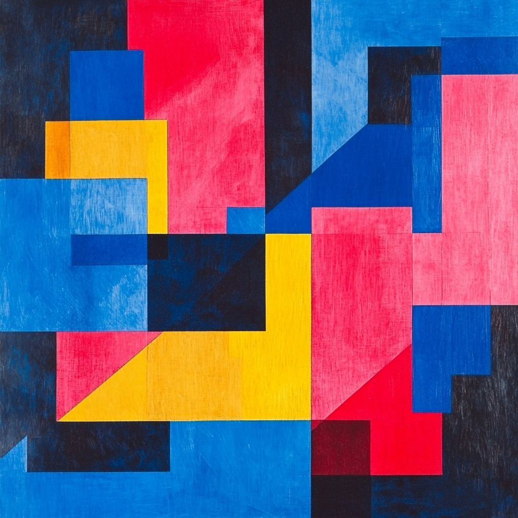 Kazimir Malevich Inspired Rhythmic Dynamics Number Painting