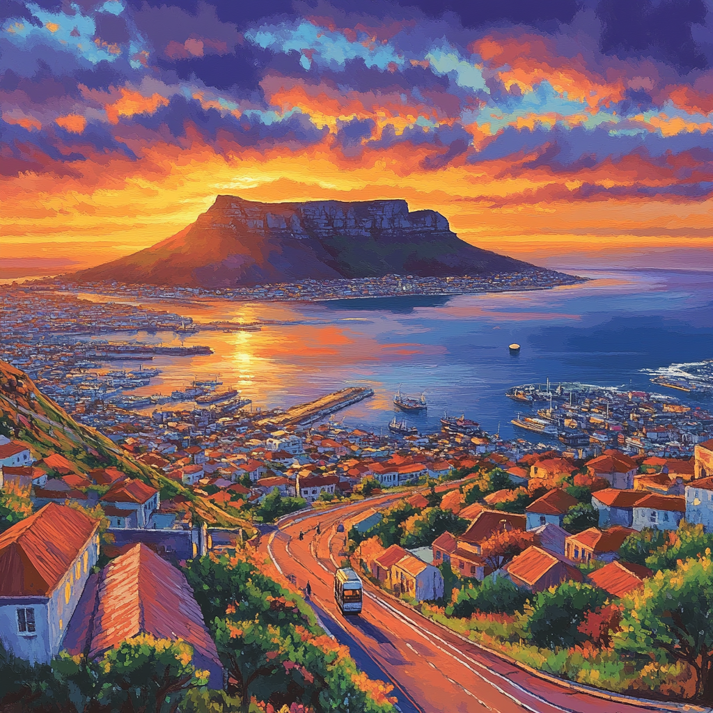 Table Mountain Viewpoint At Sunset Cape Town South Africa Number painting