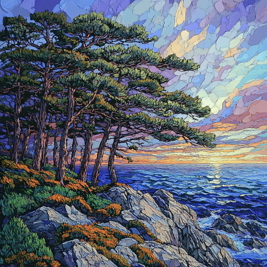 Emily Carr Inspired Ancestor Wind Pines Number painting