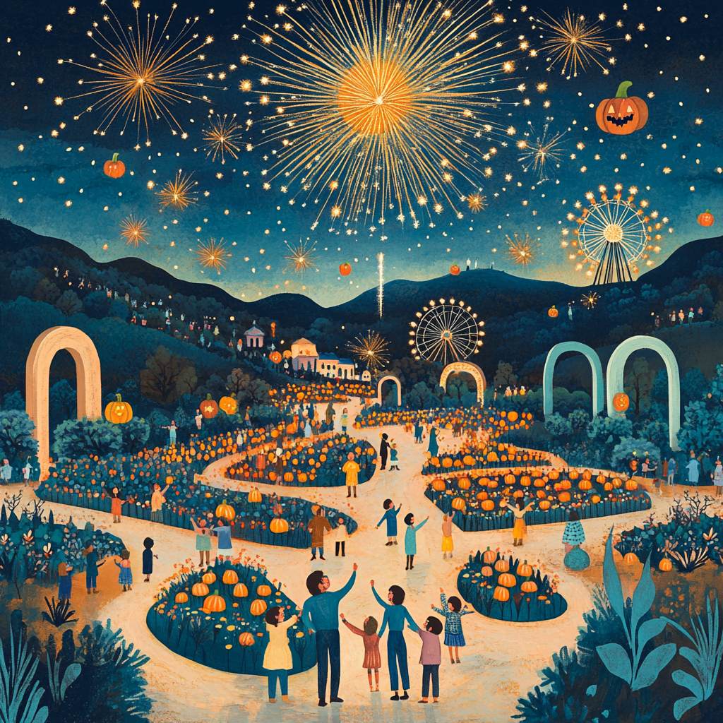 Spectral Fireworks Above The Pumpkin Gardens Paint by numbers art