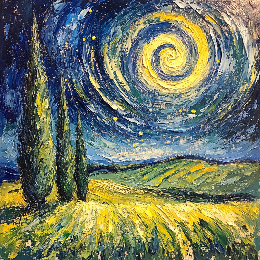 Van Gogh Inspired Cypress Moonrise Paint by numbers kits