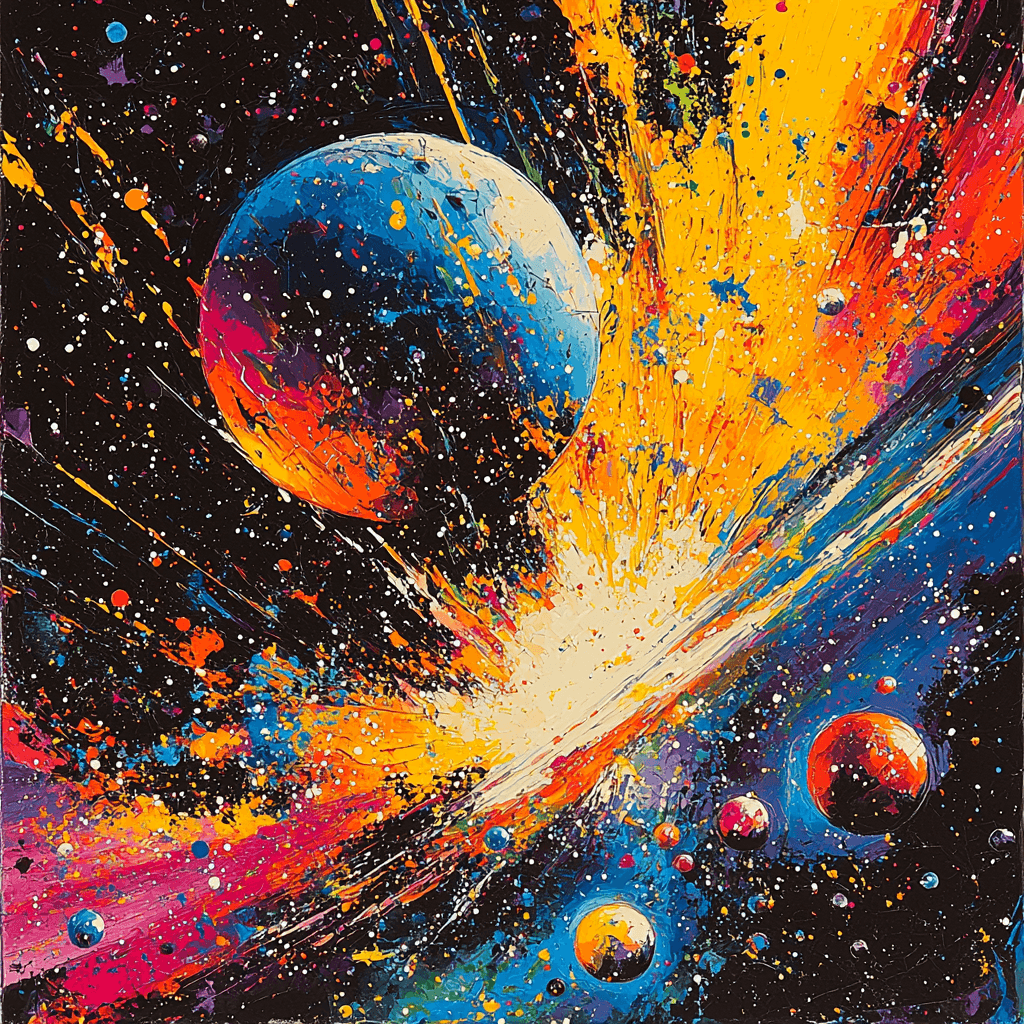Jackson Pollock Inspired Celestial Body Collage Numbered Painting Kits