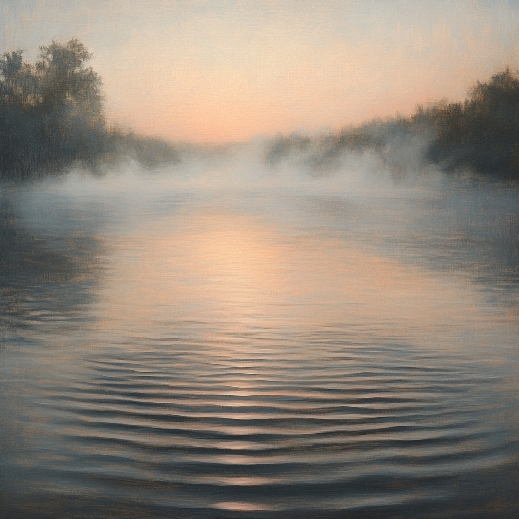 Edgar Degas Inspired Dawn Mist Over River paint by color
