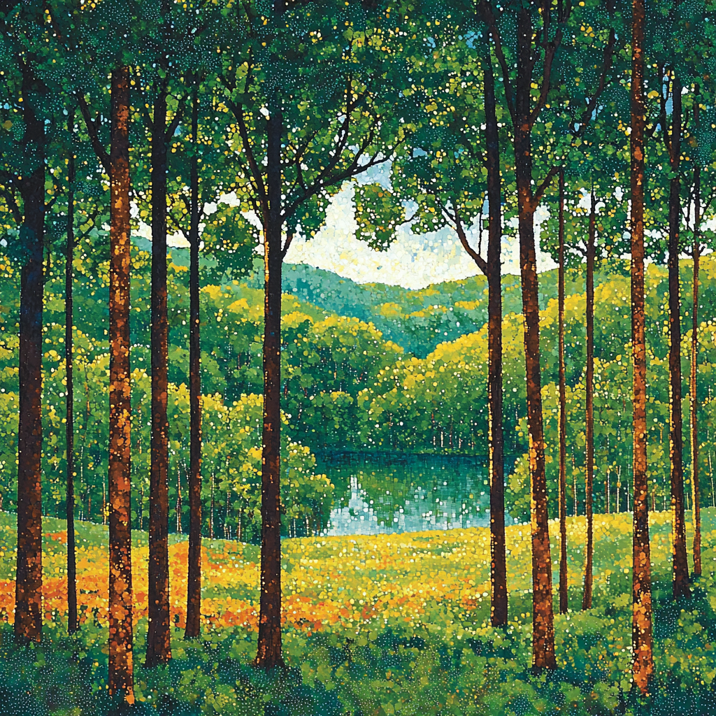 Georges Seurat Inspired Majestic Forests Paint By Numbers Art