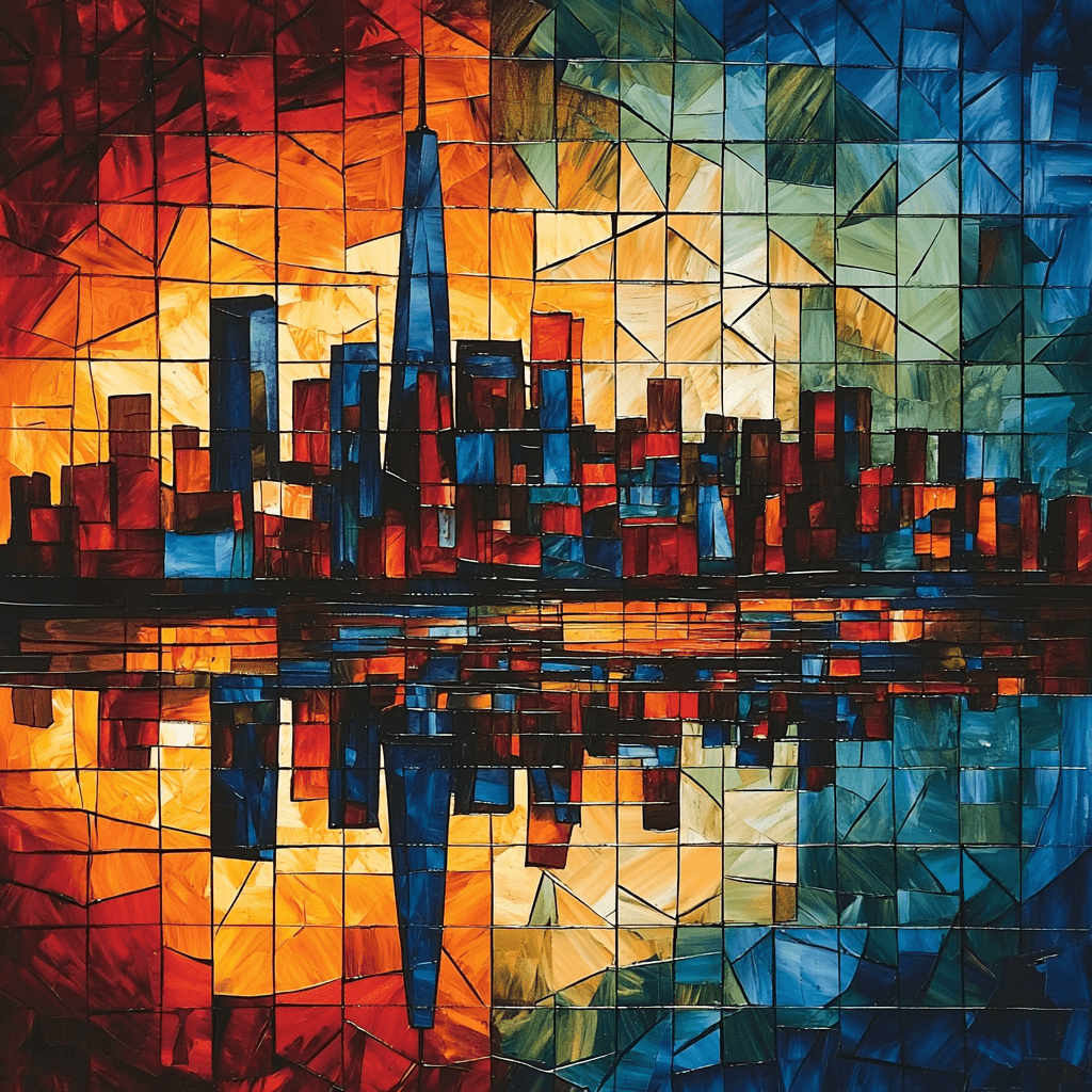 Pablo Picasso Inspired Cubist Night Skyline Paint By Numbers
