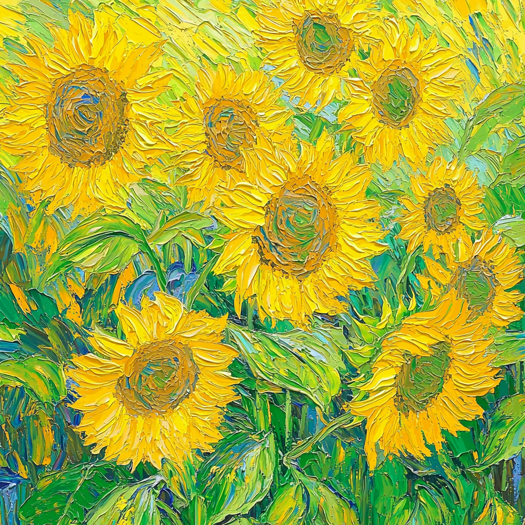 Vincent Van Gogh Inspired Whimsical Sunflowers Paint By Color