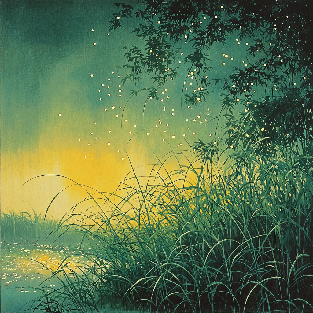 Utagawa Hiroshige Inspired Glistening Meadow Dew Paint By Color