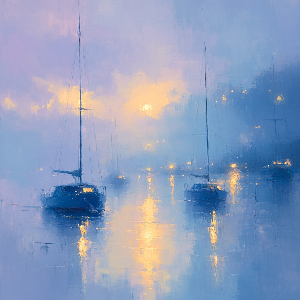 Claude Monet Inspired Misty Harbor painting number kit
