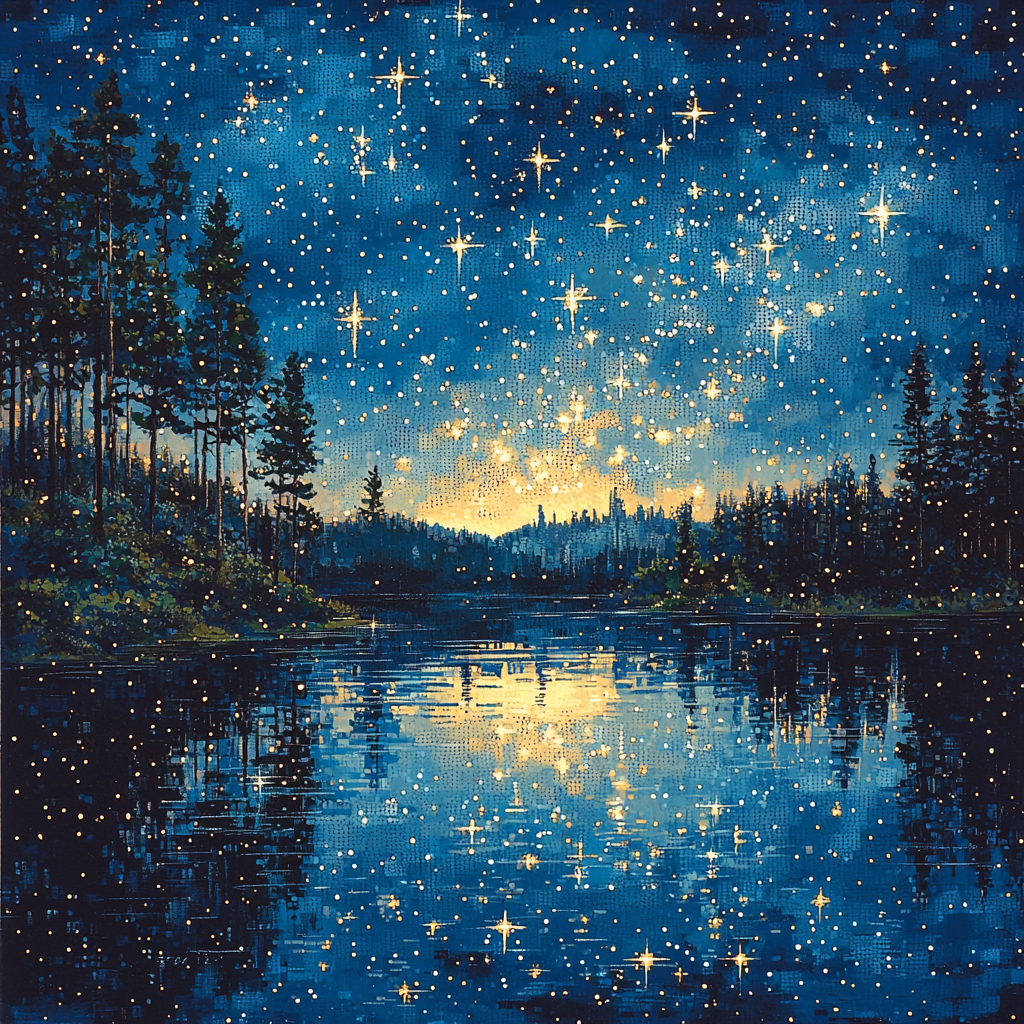 Georges Seurat Inspired Echoes Of The Celestial Night Paint By Numbers Kits