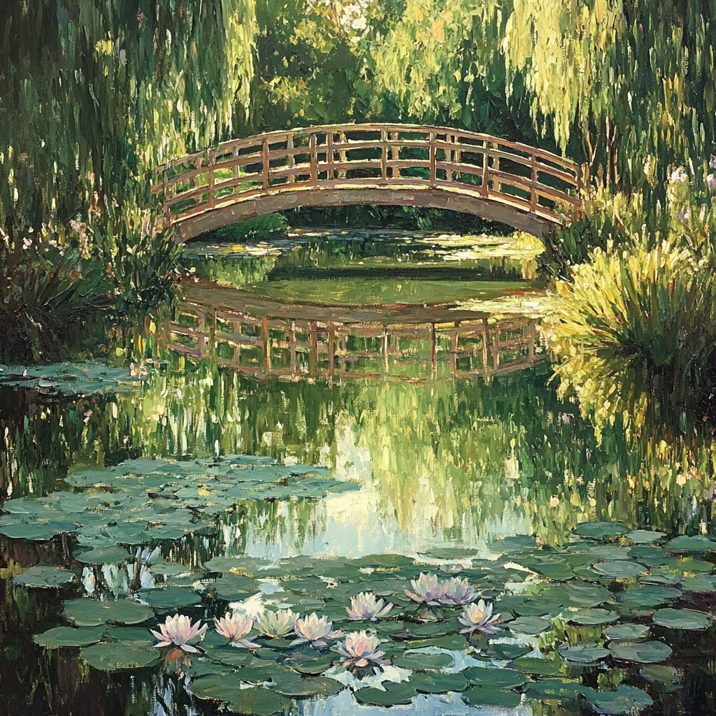 Claude Monet Inspired Giverny Bridge Reflection Study paint by numbers