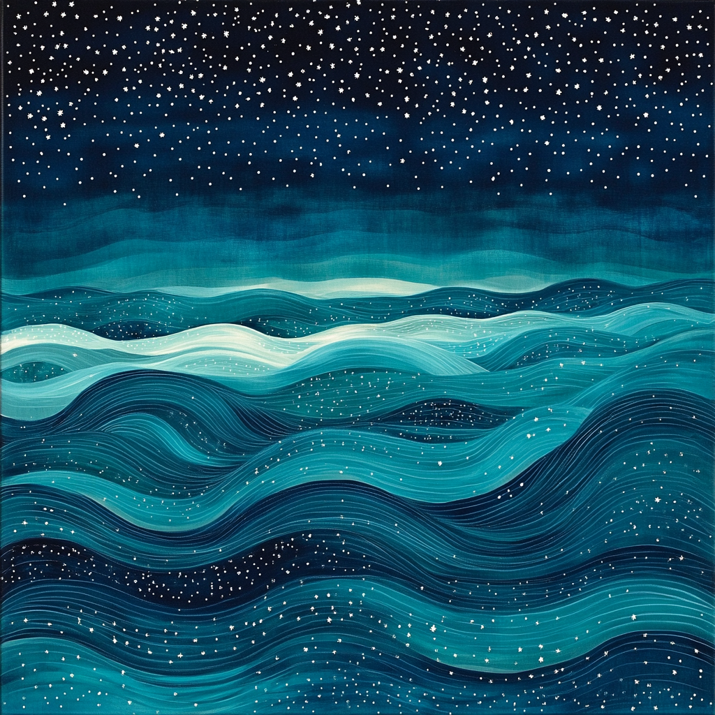Yayoi Kusama Inspired Midnight Constellation Waves Paint by numbers kits