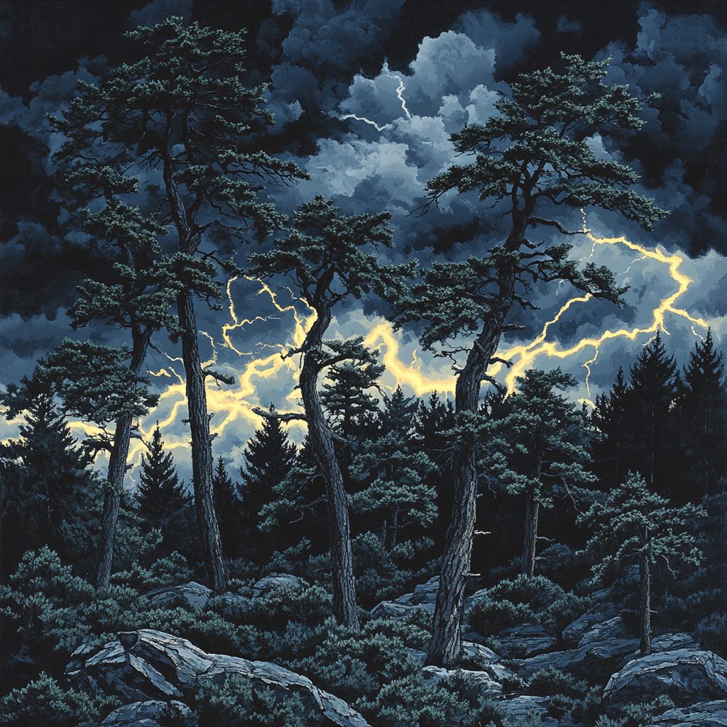 Francisco Goya Inspired Twisted Pines Beneath Thunderclouds Numbered painting kits
