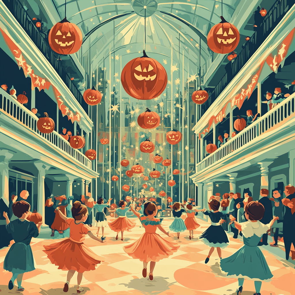 Starlit Costume Ball In The Pumpkin Atrium painting number kit