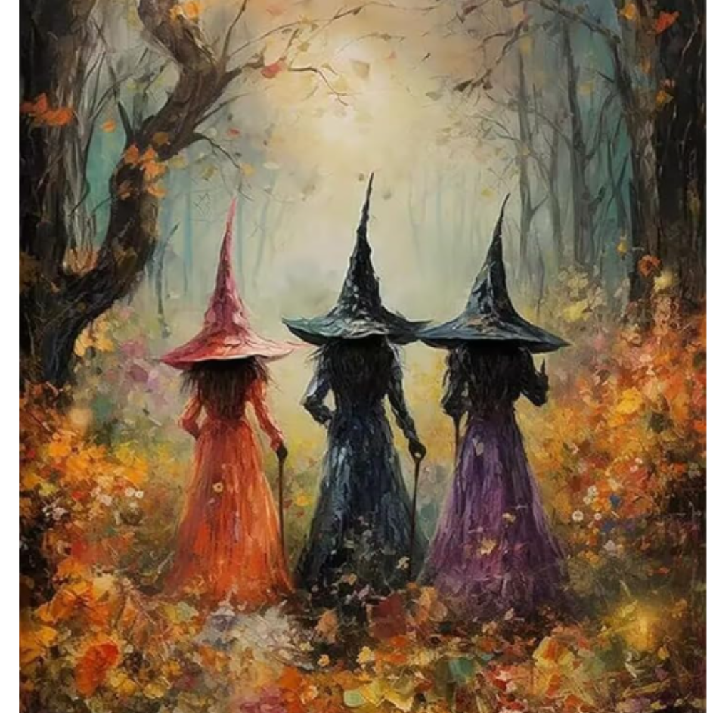 Halloween Witch Paint by Numbers Canvas Kit Acrylic DIY Home Decor