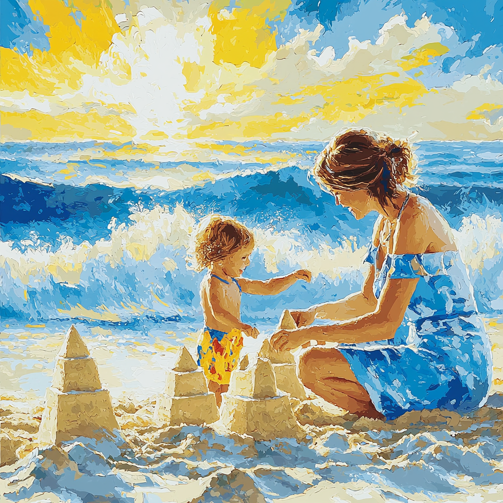 Mom And Me By The Sea DIY Paint By Numbers