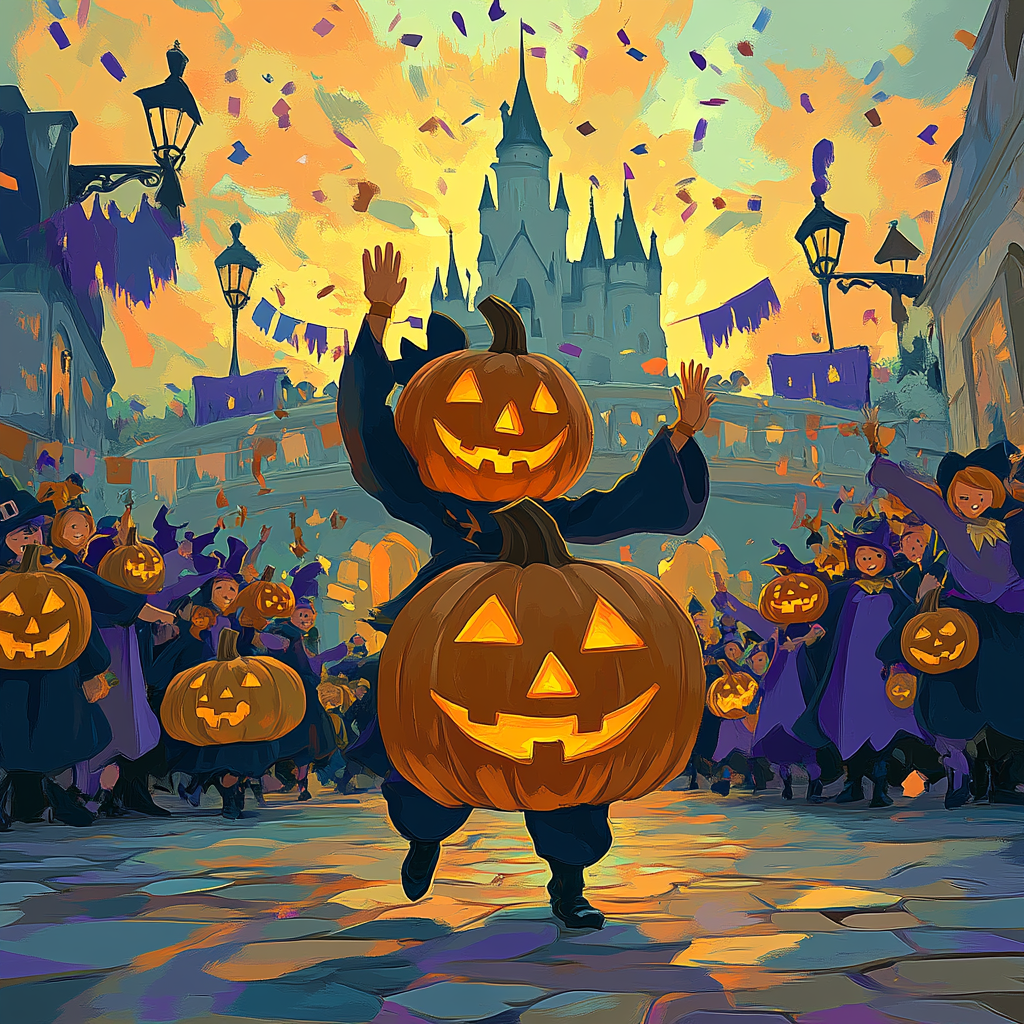 Pumpkin Lantern Parade At The Castle Paint by numbers kits
