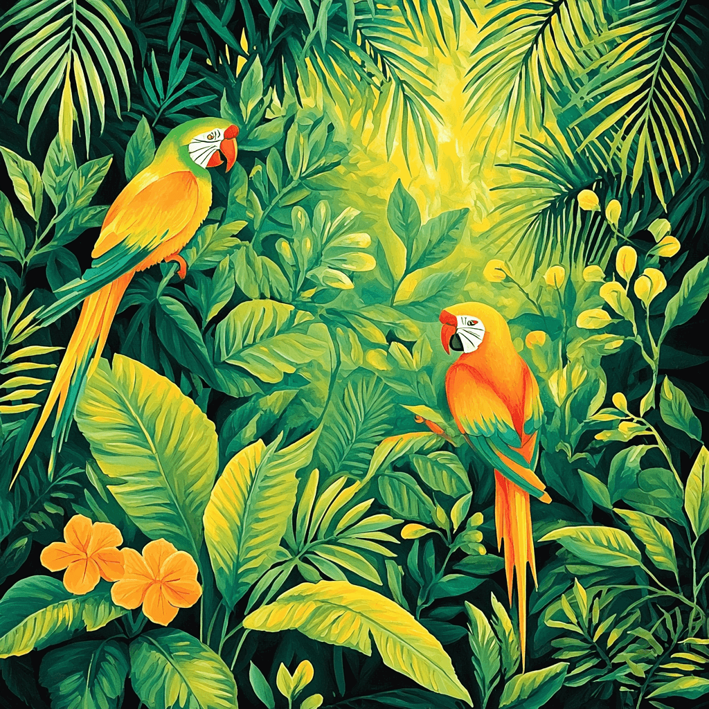Henri Rousseau Inspired Vibrant Jungle Animals Painting Number Kit