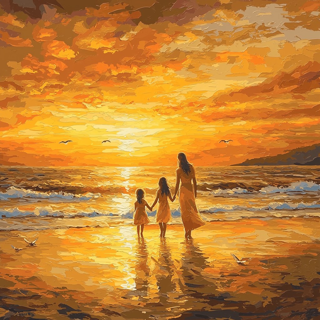 Sunset Stroll With Mama Paint By Numbers Art