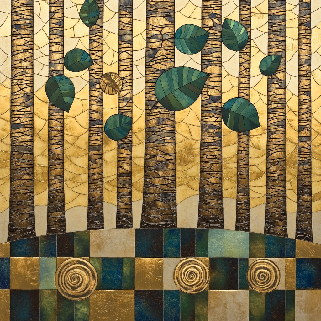 Gustav Klimt Inspired Golden Forest Mosaic Paint by numbers kits
