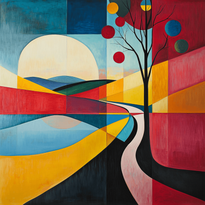Kandinsky Inspired Geometric Landscapes Numbered Painting Kits