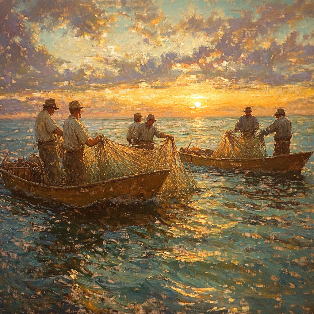 Courbet Inspired Fishermen At Dawn painting number kit