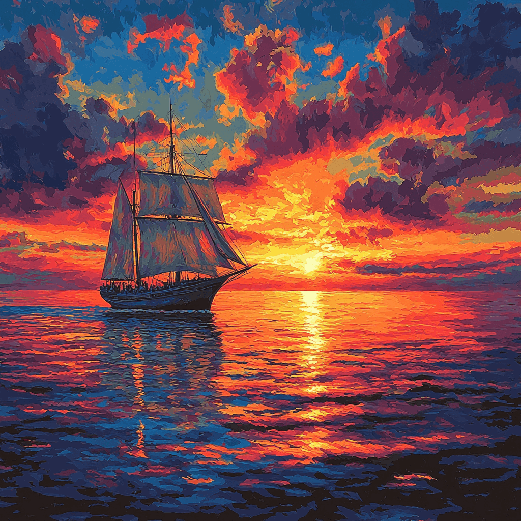 J.M.W. Turner Inspired Seaside Sunset Splendor DIY Paint By Numbers