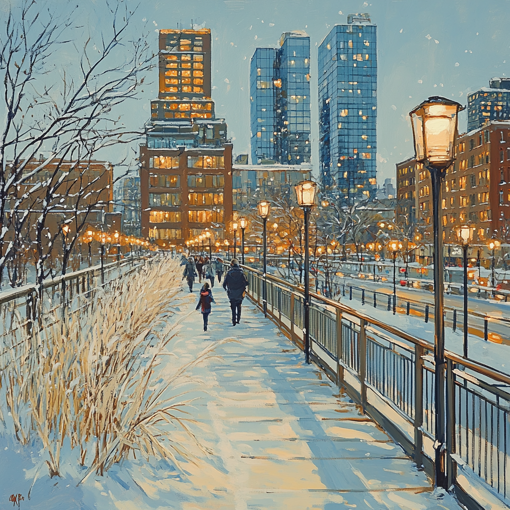 The High Line Winter Stroll New York United States painting number kit