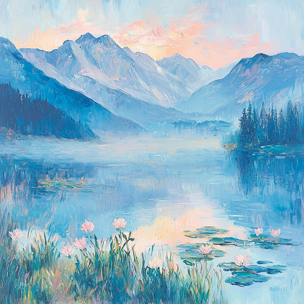 Claude Monet Inspired Monet's Misty Mountain Morning DIY Paint By Numbers