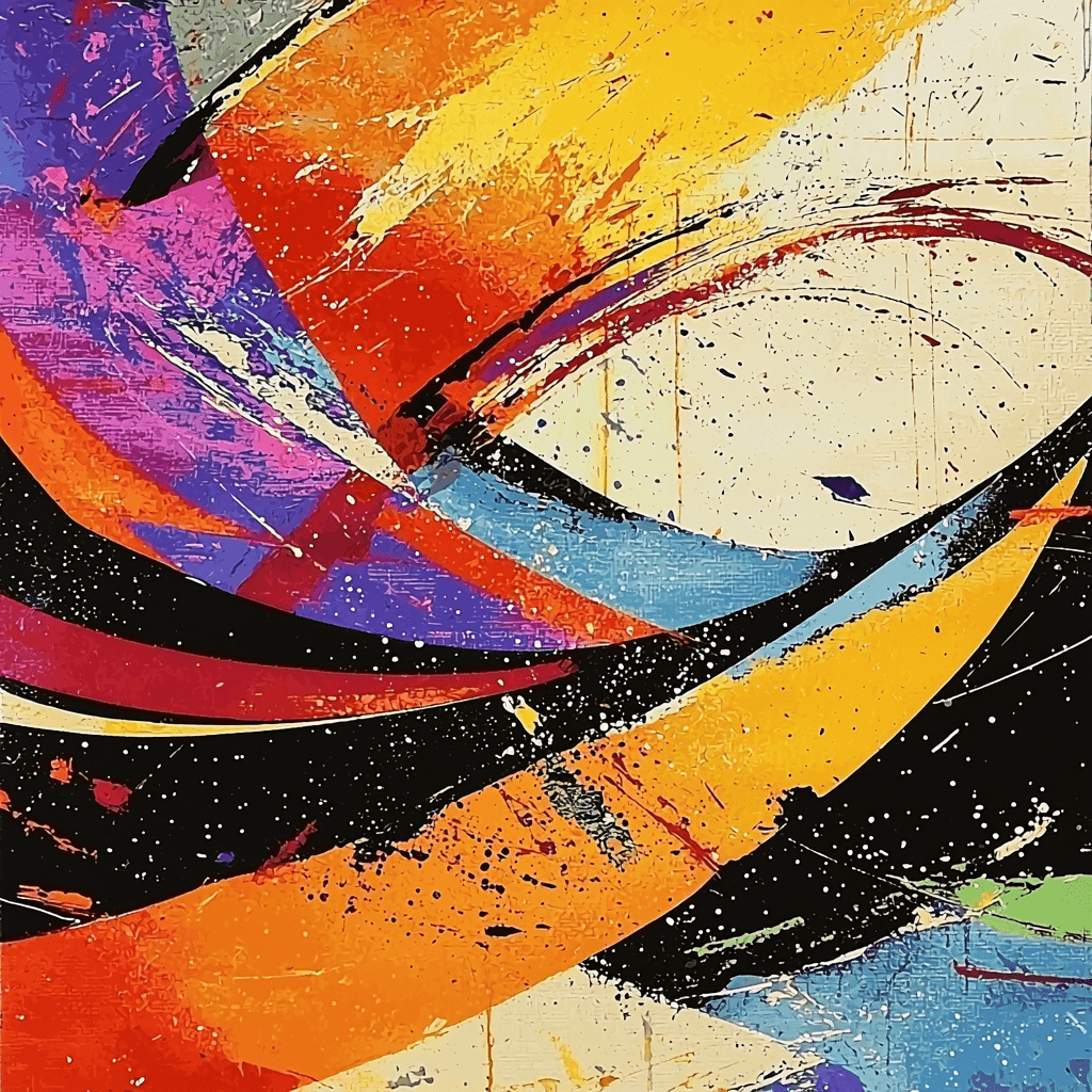 Pollock Inspired Abstract Whirls Number Painting