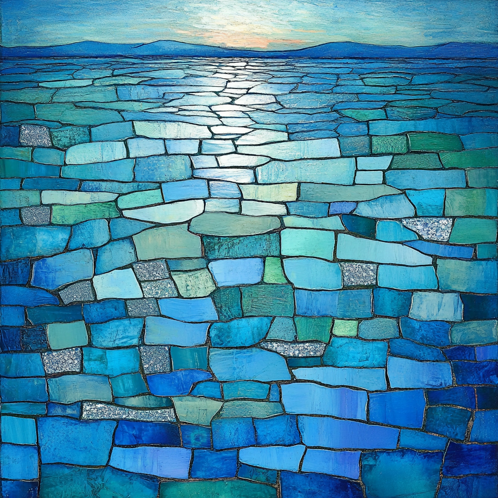 Jean-Paul Riopelle Inspired Reflective River Mosaic Number painting