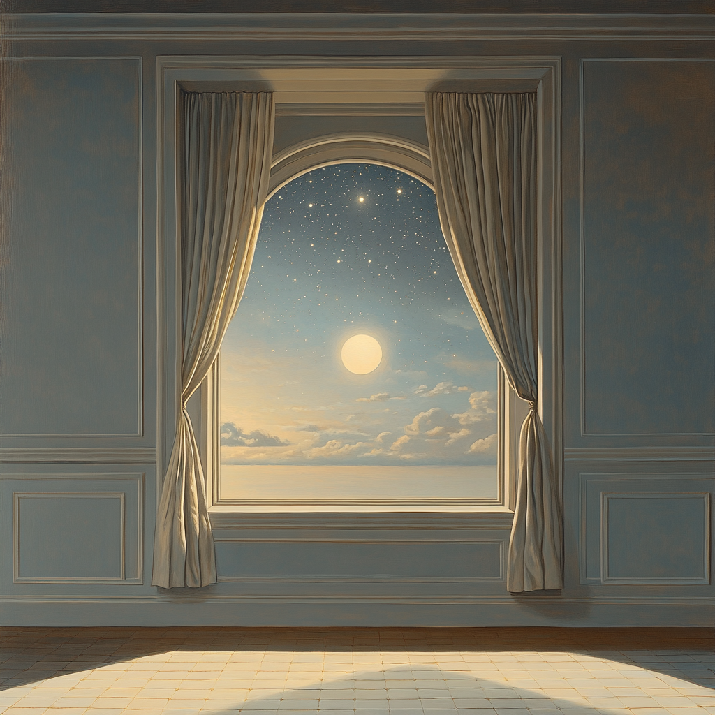 Magritte Inspired Window To Stars DIY paint by numbers