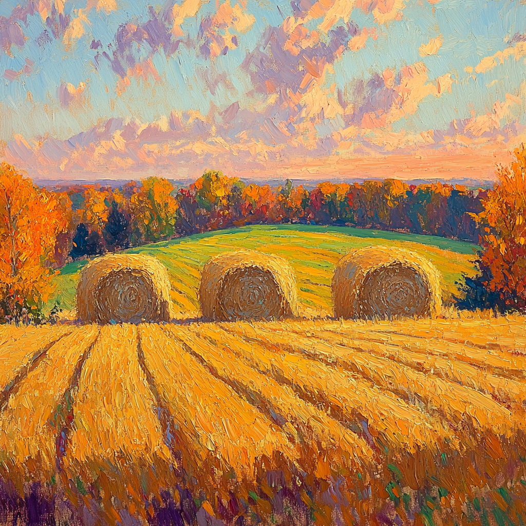 Claude Monet Inspired Haystacks In Late Gold Numbered painting kits