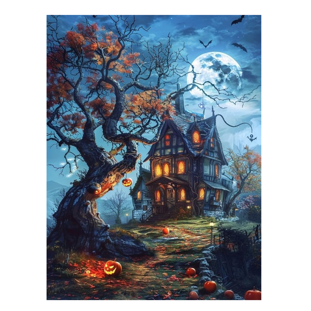Full Moon Pumpkin Halloween Paint by Numbers